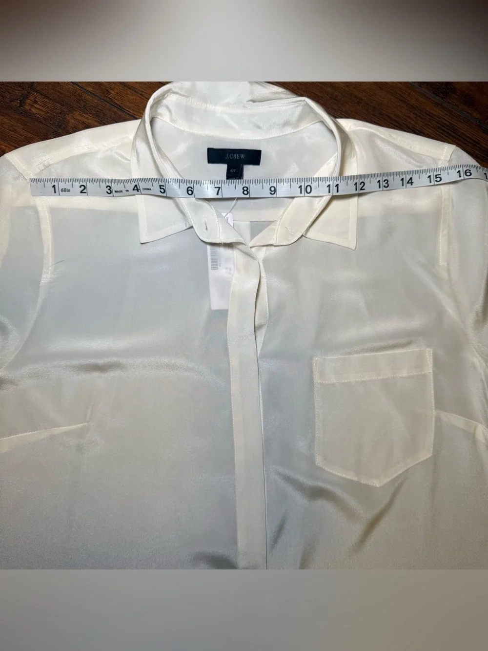 J.Crew NWT 100% Silk Button Down Blouse 12 Tall Ivory Classic Corporate Luxury